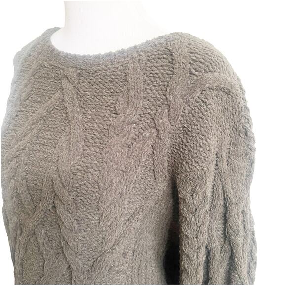 Anthropologie Sleeping On Snow Cable Knit Sweater Dolman Sleeve Olive Green Med - Picture 5 of 11